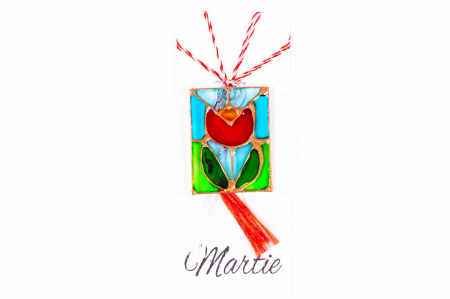 Martisoare - Martisor din sticla pictat manual