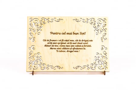 Cadouri pentru iubit - Diploma personalizate din lemn- Pentru cel mai bun Sot!