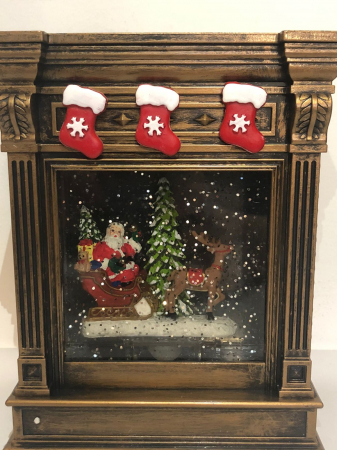 Ornament semineu care lumineaza cu sania lui Mos Craciun [2]