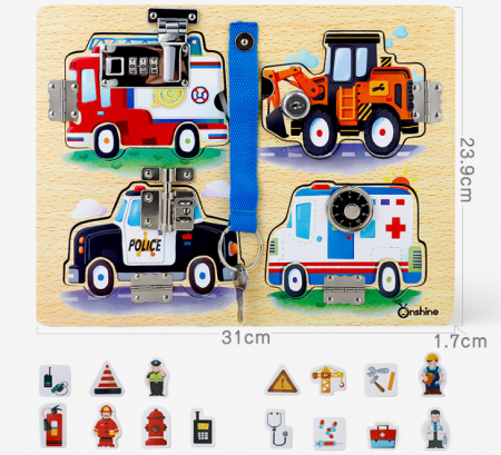 Panou Montessori multifunctional cu masini - sisteme diferite de deschidere [1]