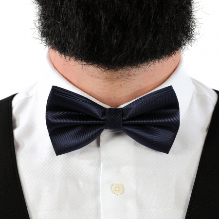 Papion albastru inchis cu butoni si batista [8]