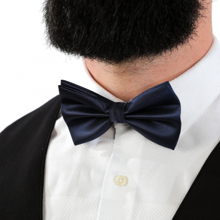 Papion albastru inchis cu butoni si batista [7]