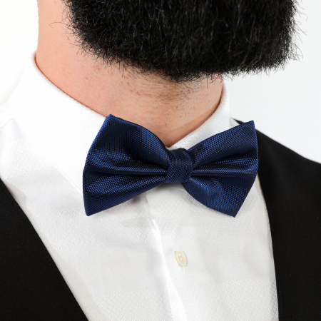 Papion albastru cu butoni si batista [9]