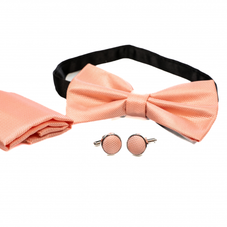 Papion culoare somon cu butoni si batista [4]