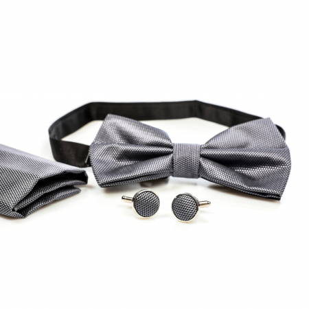 Papion gri cu butoni si batista [4]