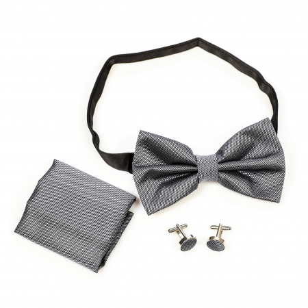 Papion gri cu butoni si batista [3]