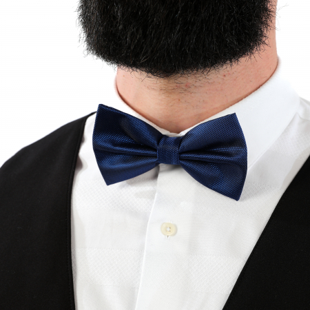 Papion albastru cu butoni si batista [7]