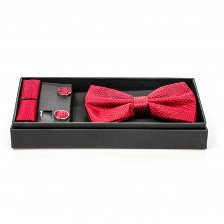 Papion rosu cu puncte negre cu butoni si batista [4]