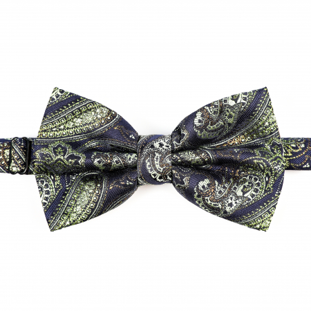 Papion albastru inchis cu model vernil cu butoni si batista [5]