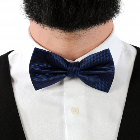 Papion albastru cu butoni si batista [8]