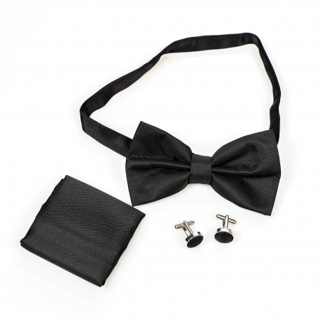 Papion negru cu butoni si batista [3]