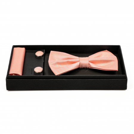 Papion culoare somon cu butoni si batista [2]