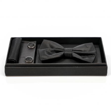 Papion negru cu butoni si batista [1]