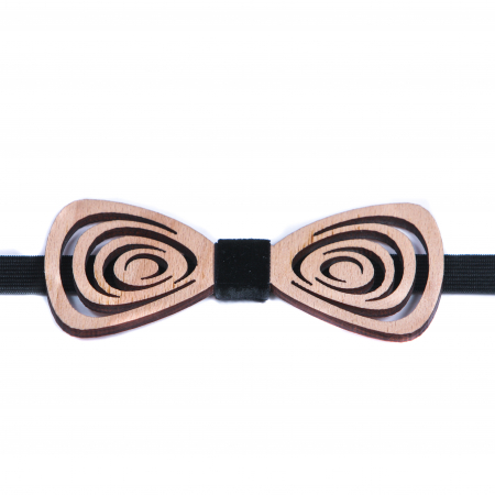 Cadouri pentru iubit - Papion din lemn model cu spirala - natur