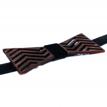 Papion din lemn model cu linii - maro inchis [2]