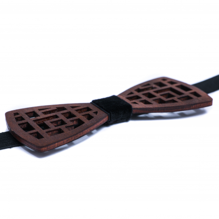 Papion din lemn model geometric 3 - maro inchis [2]