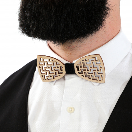 Papion din lemn model tip tetris - natur [3]