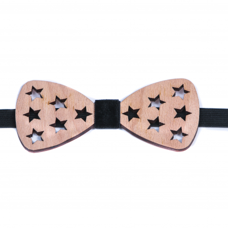 Cadouri pentru iubit - Papion din lemn model cu stele - natur