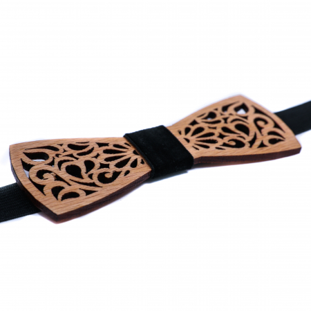 Papion din lemn model floral - natur lacuit [2]