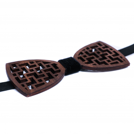 Papion din lemn model tip tetris - maro inchis [2]