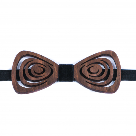 Cadouri pentru iubit - Papion din lemn model cu spirala - maro inchis