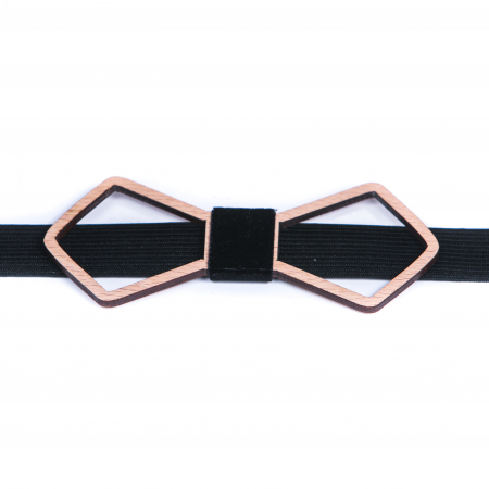 Cadouri pentru iubit - Papion din lemn model contur cu colturi - natur