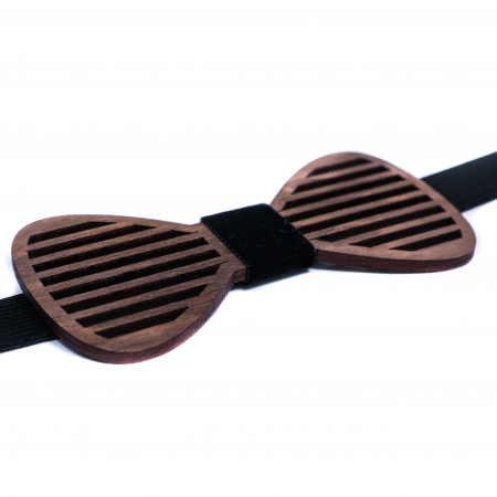 Papion din lemn model cu linii orizontale - maro inchis [2]