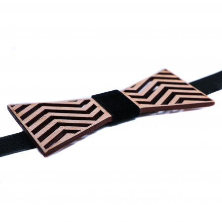 Papion din lemn model cu linii - natur [2]