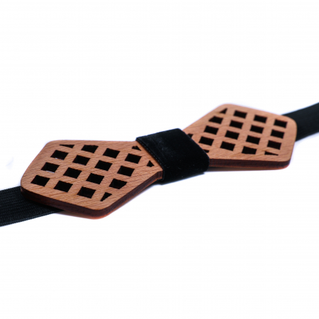 Papion din lemn model in carouri - natur lacuit [2]