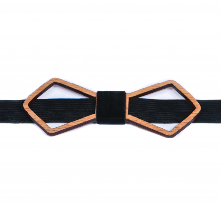 Cadouri pentru iubit - Papion din lemn model contur cu colturi - natur lacuit