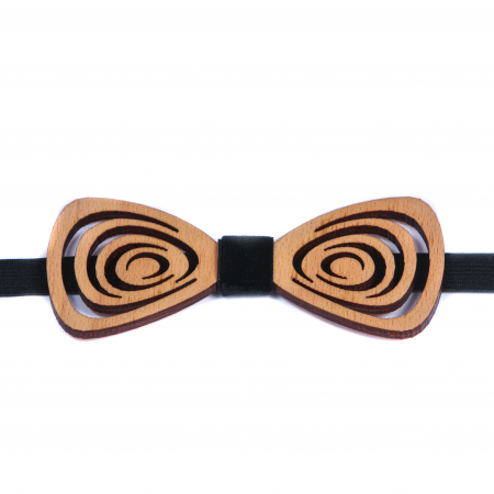 Cadouri pentru iubit - Papion din lemn model cu spirala - natur lacuit