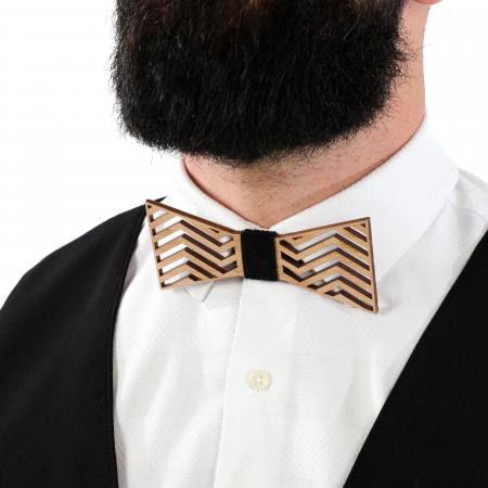 Papion din lemn model cu linii - natur [3]