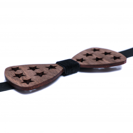 Papion din lemn model cu stele - maro inchis [2]