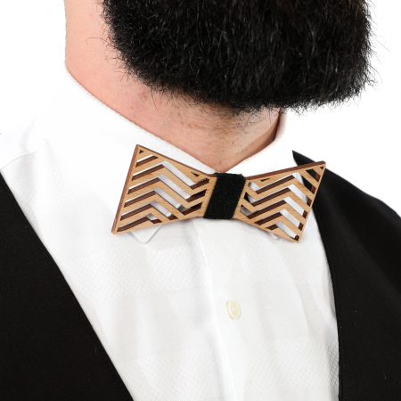 Papion din lemn model cu linii - natur [5]