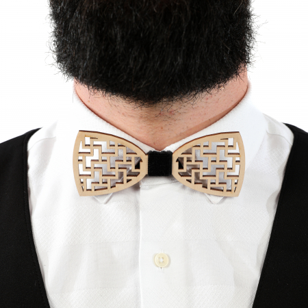 Papion din lemn model tip tetris - natur [4]