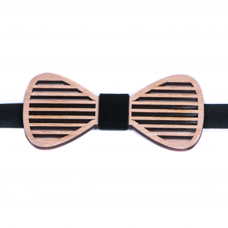 Cadouri pentru iubit - Papion din lemn model cu linii orizontale - natur