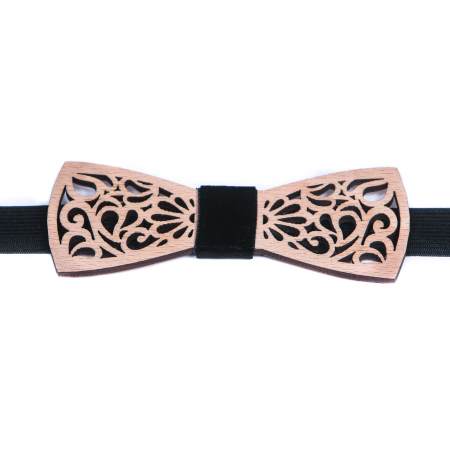 Cadouri pentru iubit - Papion din lemn model floral - natur