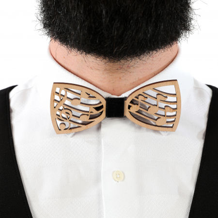 Papion din lemn model cu note muzicale - natur [4]