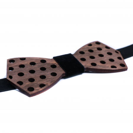 Papion din lemn model cu buline - maro inchis [2]