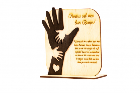 Placheta personalizata din lemn cu maini- Pentru cel mai bun Bunic! [1]