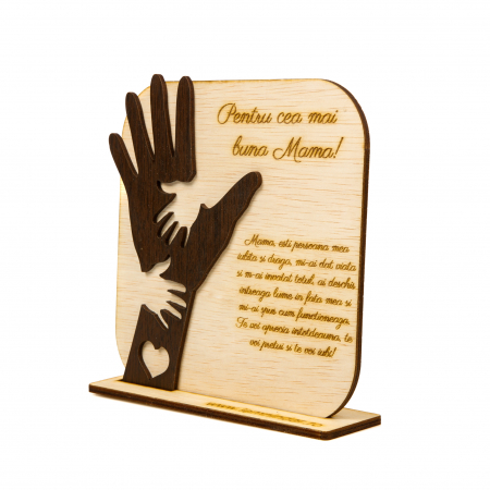 Placheta personalizata din lemn cu maini- Pentru cea mai buna Mama! [1]
