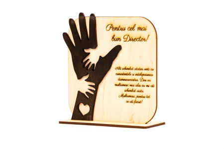 Placheta personalizata din lemn cu maini- Pentru cel mai bun Director! [1]