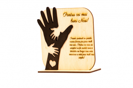 Placheta personalizata din lemn cu maini- Pentru cei mai buni Nasi! [5]