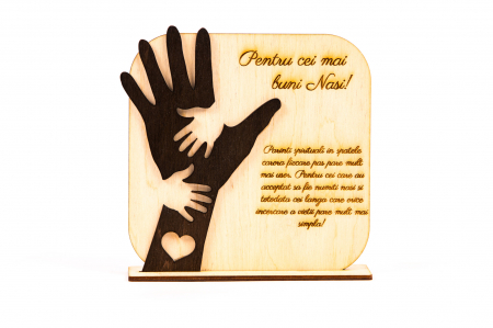 Placheta personalizata din lemn cu maini- Pentru cei mai buni Nasi! [4]