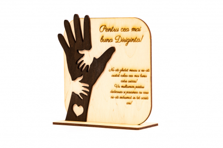 Placheta personalizata din lemn cu maini- Pentru cea mai buna Diriginta! [1]