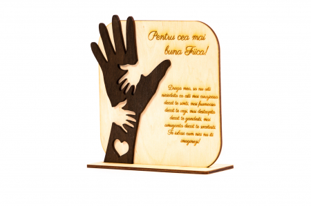 Placheta personalizata din lemn cu maini- Pentru cea mai buna Fiica! [1]