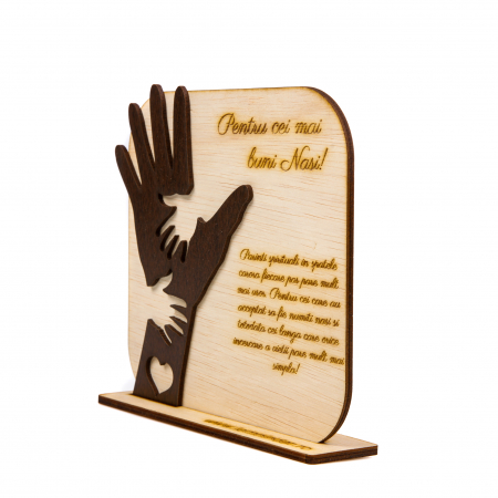 Placheta personalizata din lemn cu maini- Pentru cei mai buni Nasi! [2]