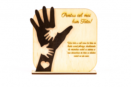 Placheta personalizata din lemn cu maini- Pentru cel mai bun Tata! [3]
