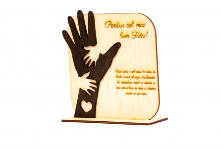 Placheta personalizata din lemn cu maini- Pentru cel mai bun Tata! [4]