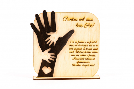 Placheta personalizata din lemn cu maini- Pentru cel mai bun Sot! [0]